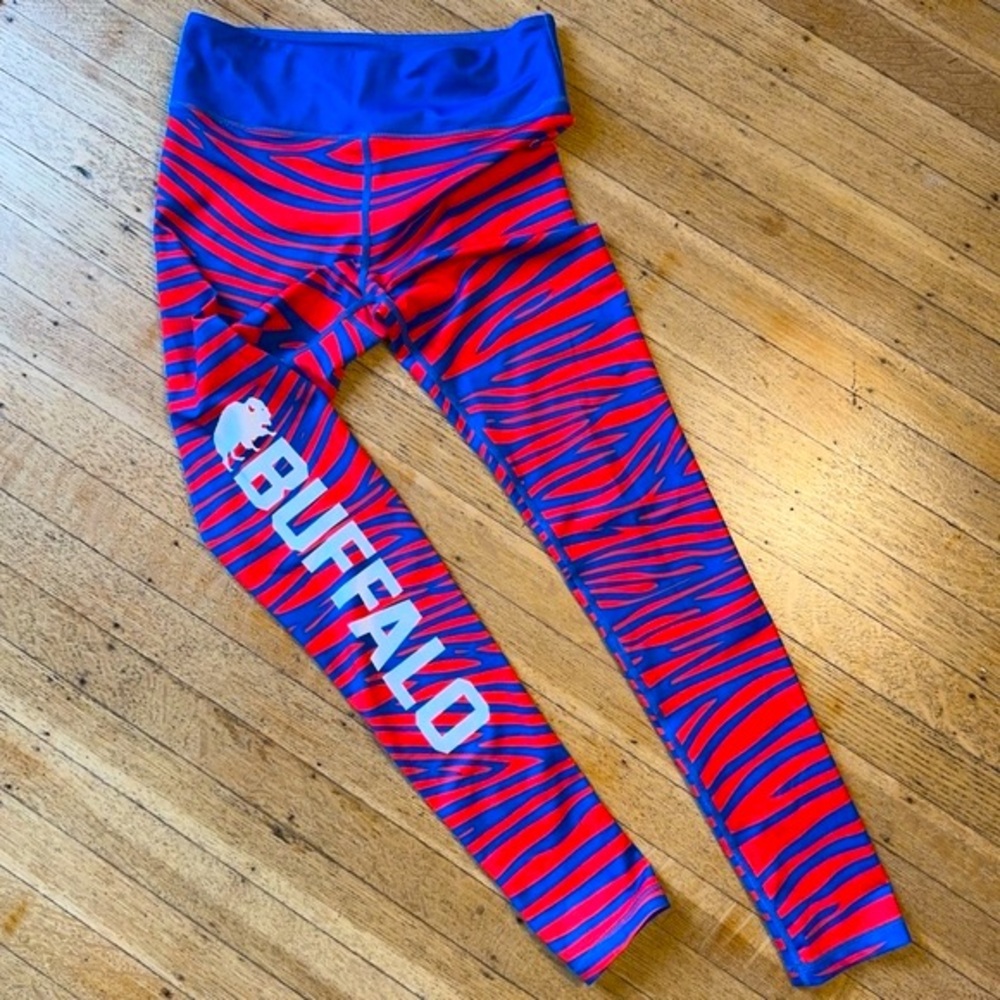 Buffalo Zubaz Print Leggings, Small, High Waist, Red, White & Blue